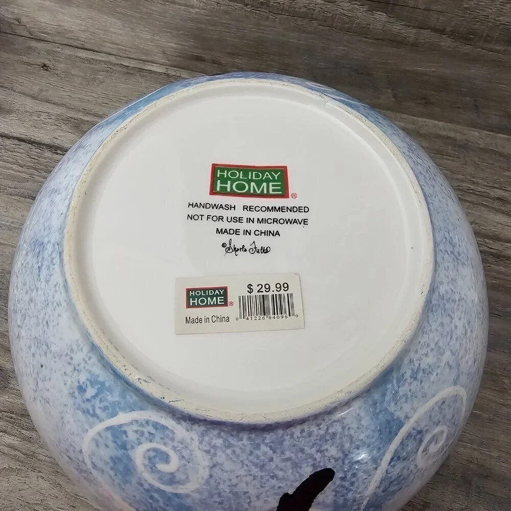 Holiday Home Santa Claus Holiday Big Ceramic Mixing Bowl New